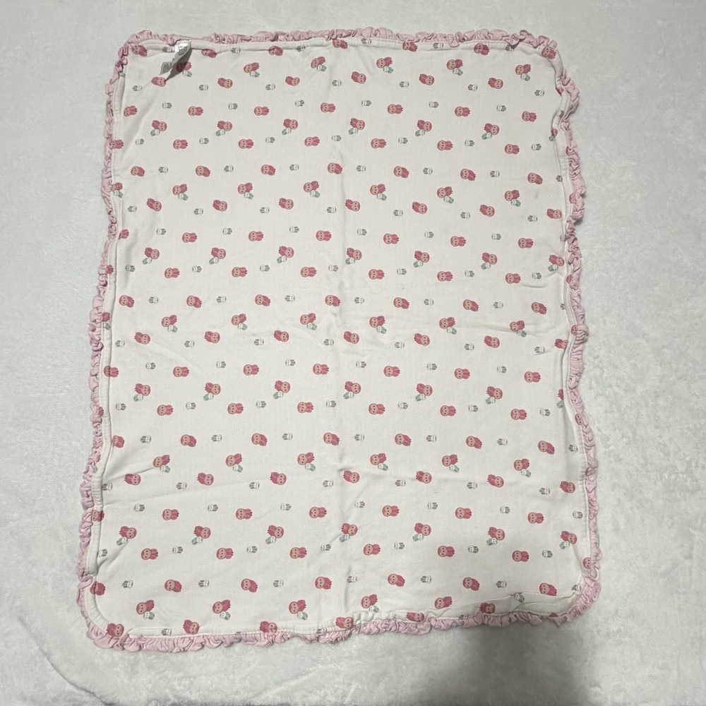 Carter's JUST ONE YOU Baby Receiving Blanket Lovey Pink Owls Stripes w/ Ruffle